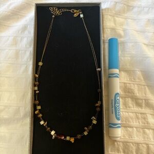 Lia Sofia Delicate Brown and Gold Beaded Women's Necklace